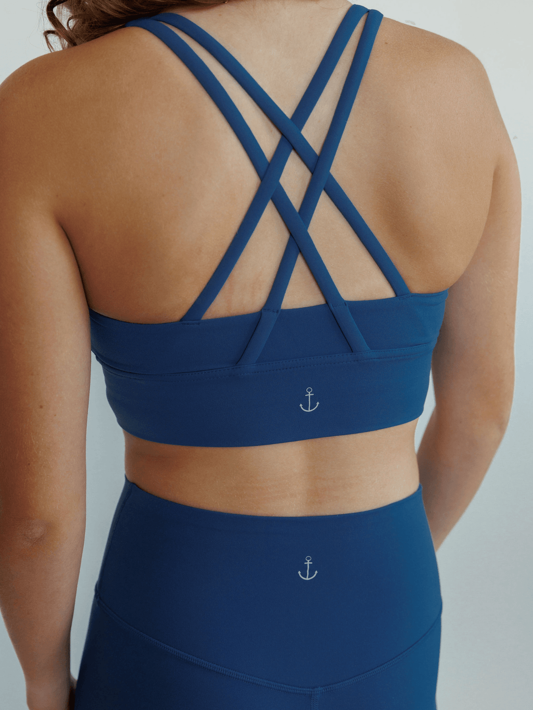 Denim Blue "Amelia" Strappy Back Sports Bra