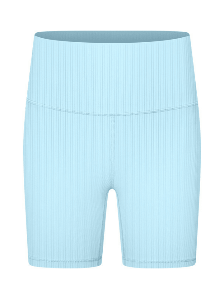 Robin's Egg Blue "Gianna" Ribbed Comfort High Rise Quick Dry Second Skin Shorts