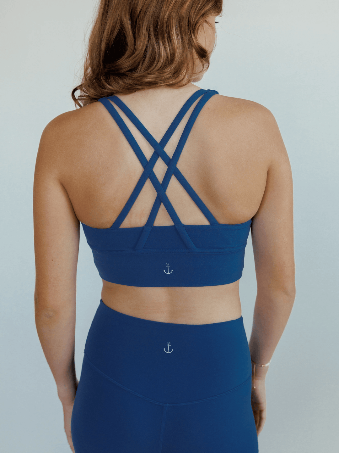 Denim Blue "Amelia" Strappy Back Sports Bra