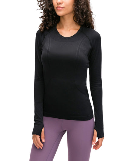 Long Sleeve Navalora Fit Active Tee Swiftly Dupe with Anchor Logo in Black on Model