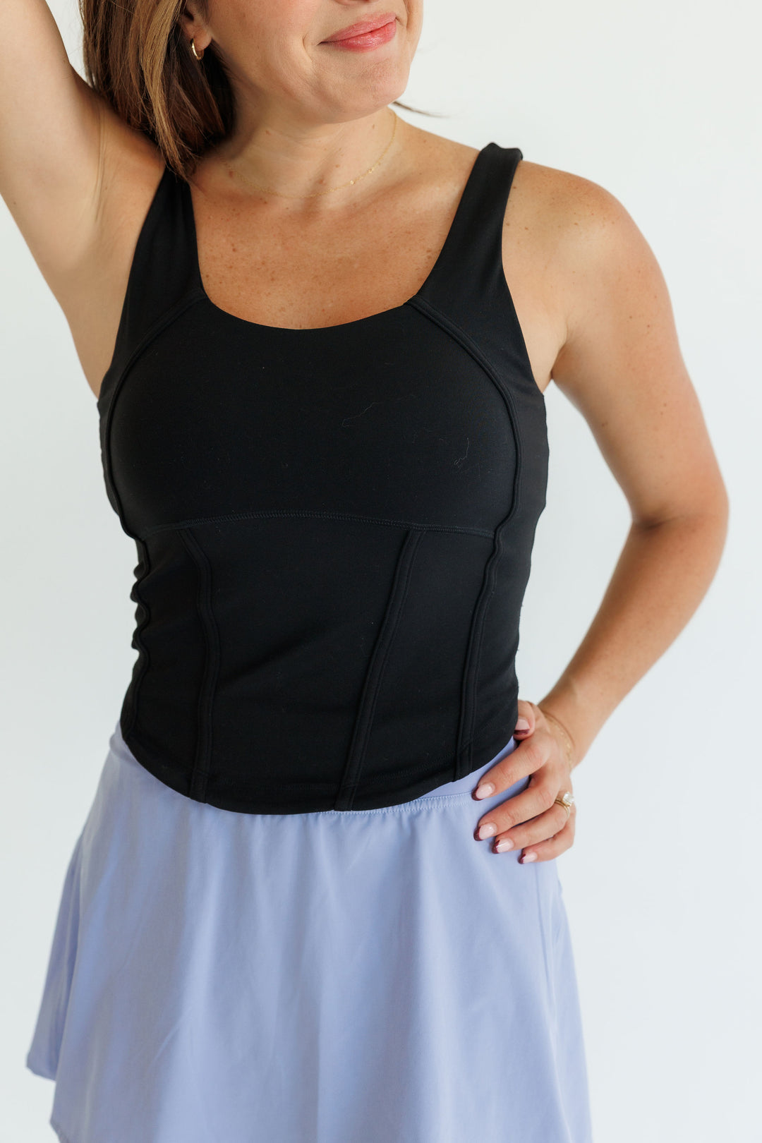 Black "Raven" Corset Bra Tank Racerback Tank with Removable Pads