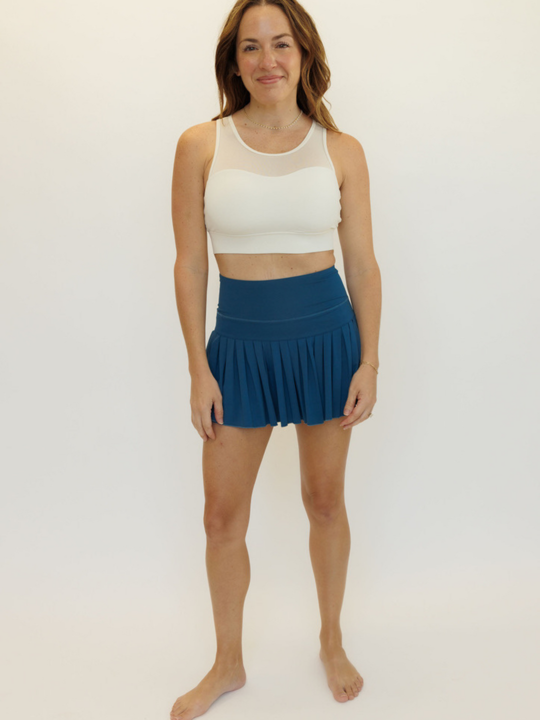 Teal Blue "Brooklyn" Pleated Active Skirt