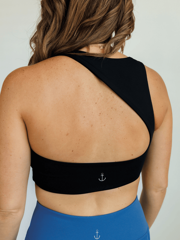 Black "Aliyah" Fierce Open Back Sports Bra