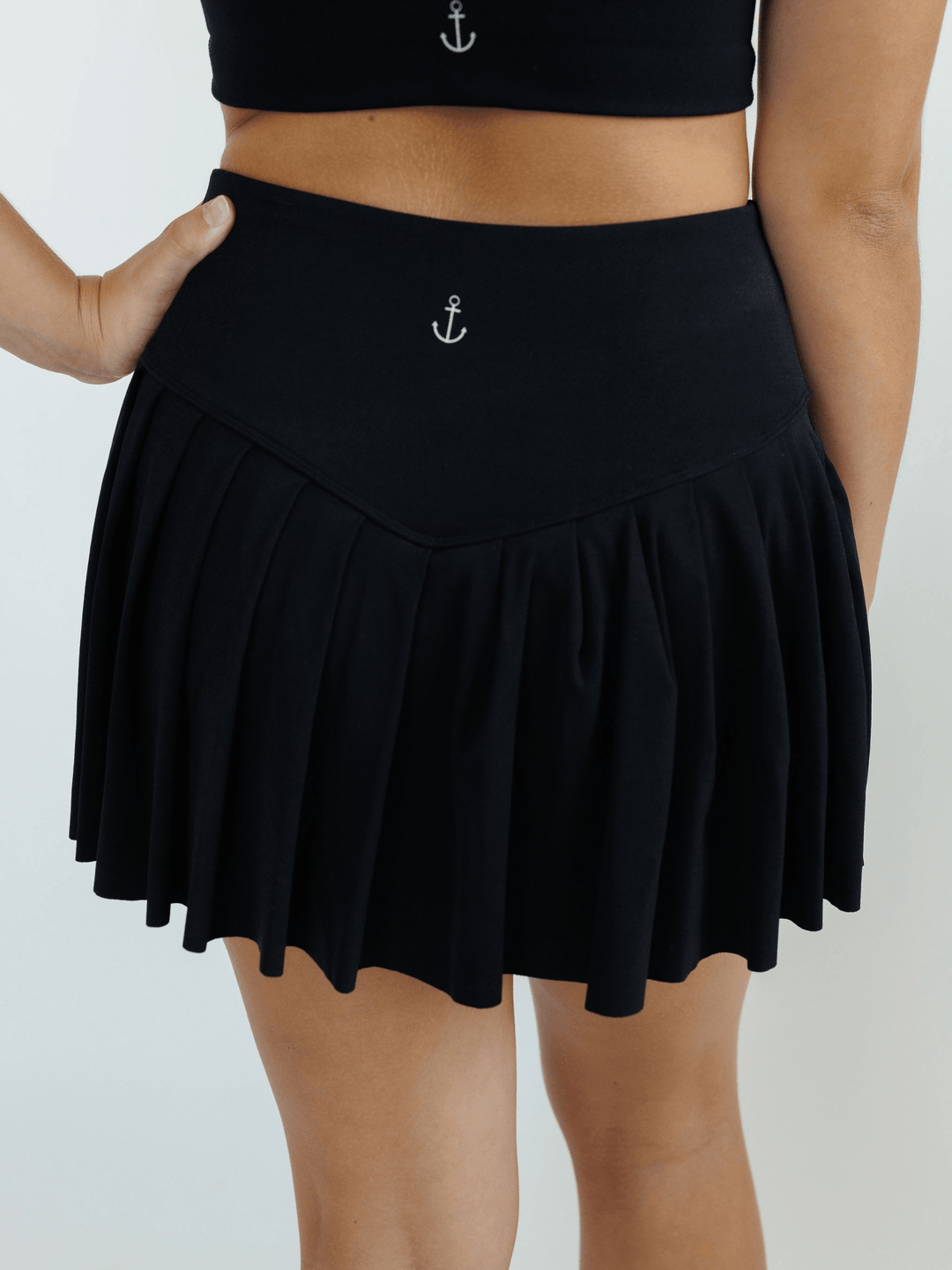 Black "Lila" Twirl Skirt with Pocketed Shorts Liner