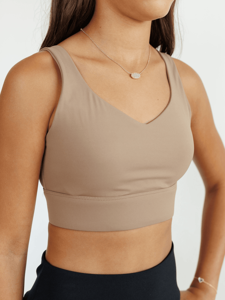 Deep Khaki "Melissa" Everyday Comfort Bra with Fixed Pads and Adjustable Band