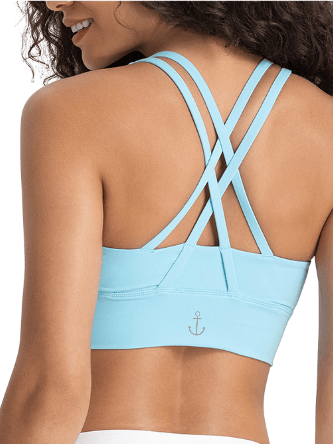 Robin's Egg Blue "Amelia" Strappy Back Sports Bra