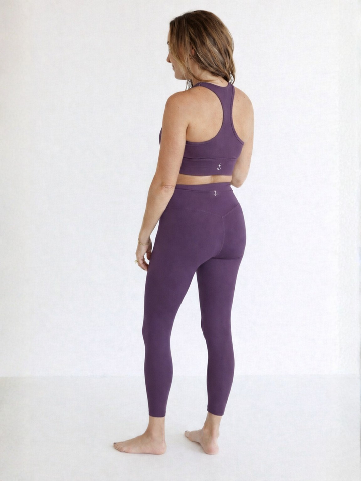 Grape Purple "Mia" Luxe and Lift High Rise Leggings with Hidden Waistband Pocket