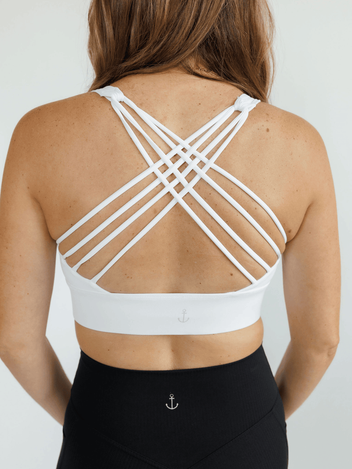 White "Jossy" Strappy Back Sports Bra