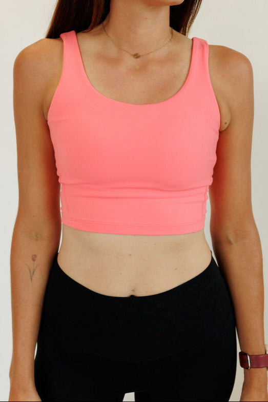 Cherry Blossom Pink "Brielle" Fixed Pads Longline Bra