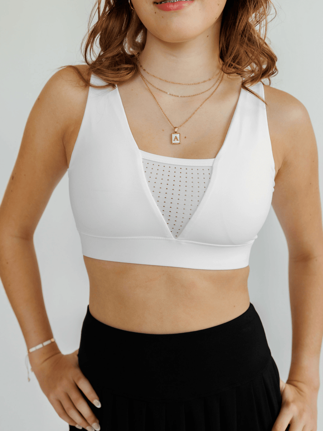 White "Jessie" Mesh Vee Sports Bra