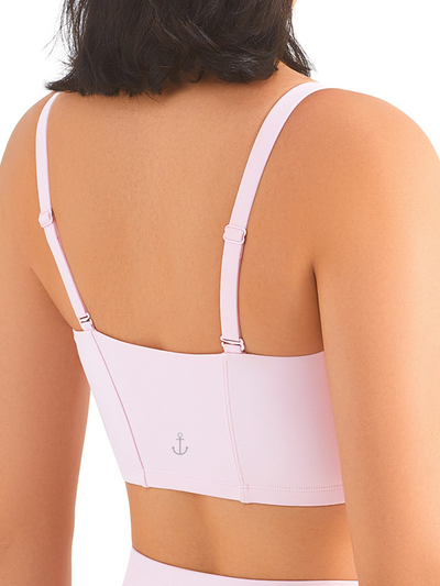 Blush Pink "Zoe" Adjustable Strap Full Support Longline Sports Bra