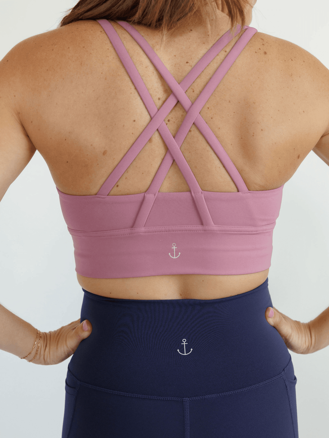 Velvet Rose Pink "Amelia" Strappy Back Sports Bra