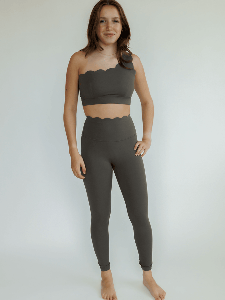 Studio Taupe "Jasmine" Scallop Super High Rise Leggings