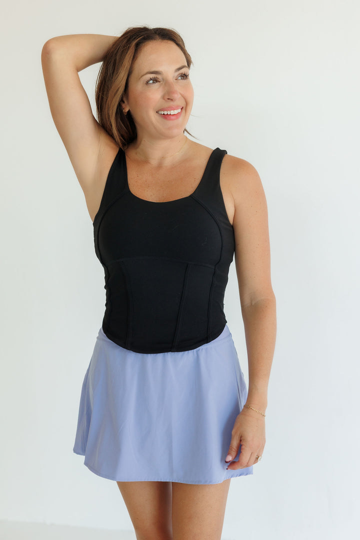 Black "Raven" Corset Bra Tank Racerback Tank with Removable Pads