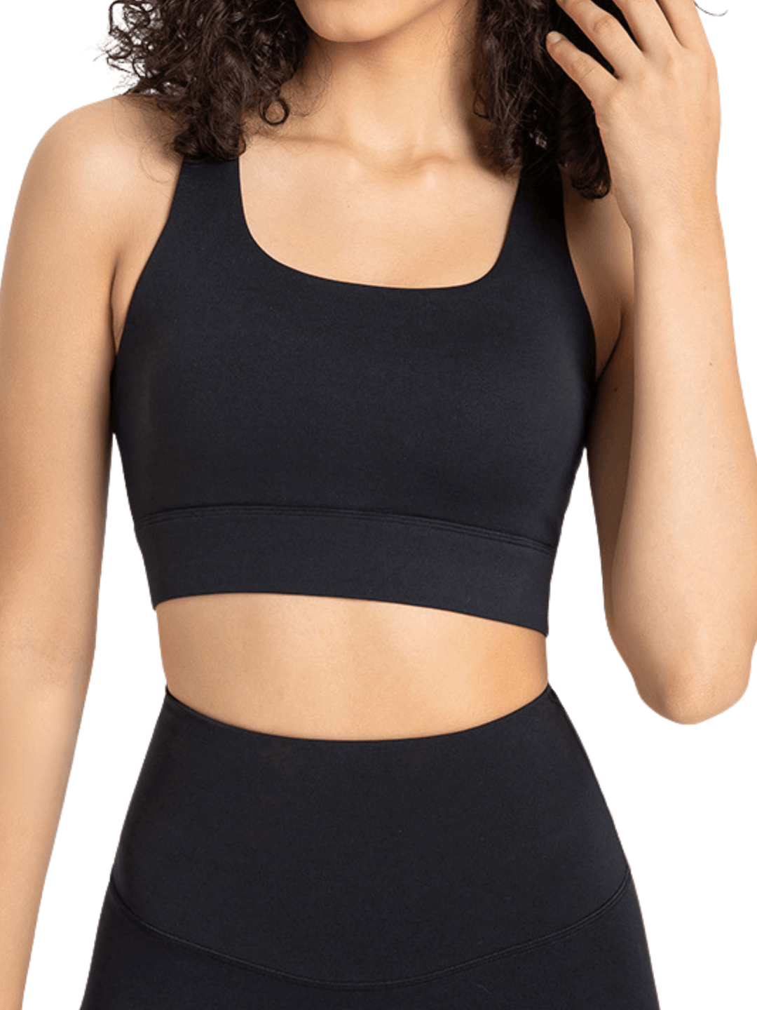 Black "Margaret" Open Back Wrap Band Sports Bra