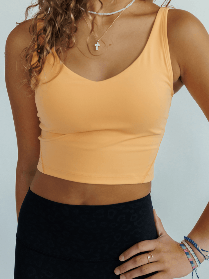 Tangerine Orange "Arabelle" Longline Luxe Sports Bra