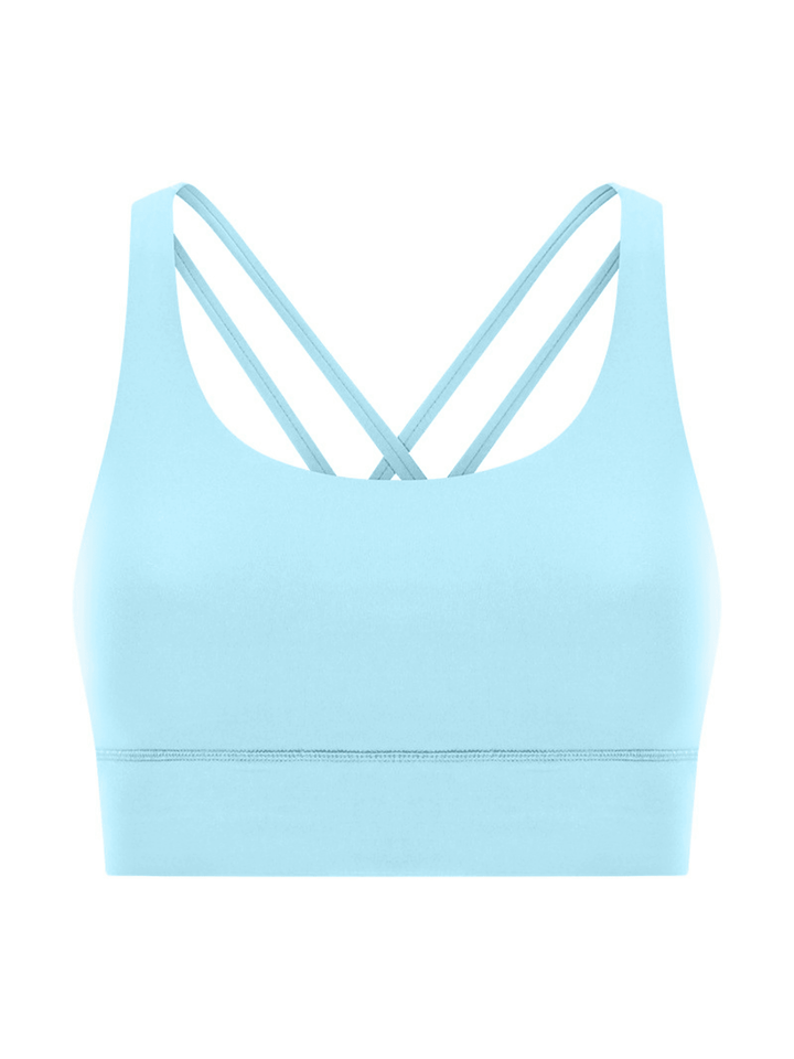 Robin's Egg Blue "Amelia" Strappy Back Sports Bra