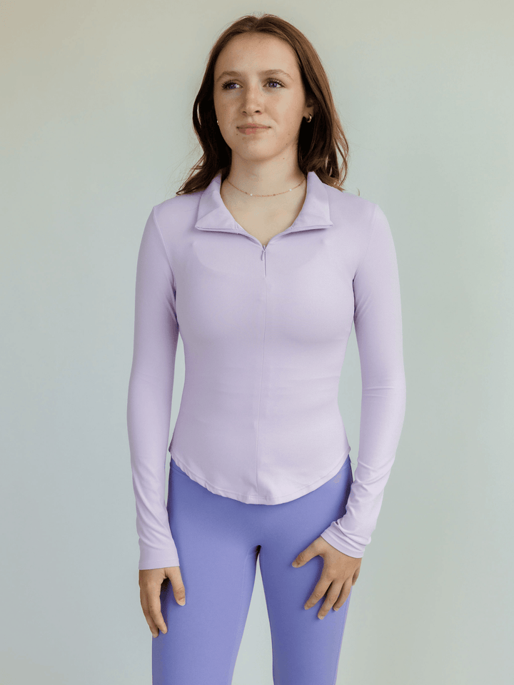 Orchid Purple "Amara" Slim Fit Quarter Zip Long Sleeve Pullover