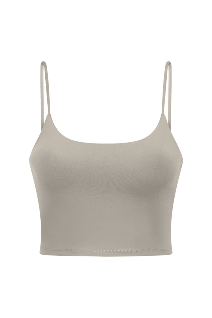 Khaki "Lilly" Soft Longline Sports Bra with Thin Straps