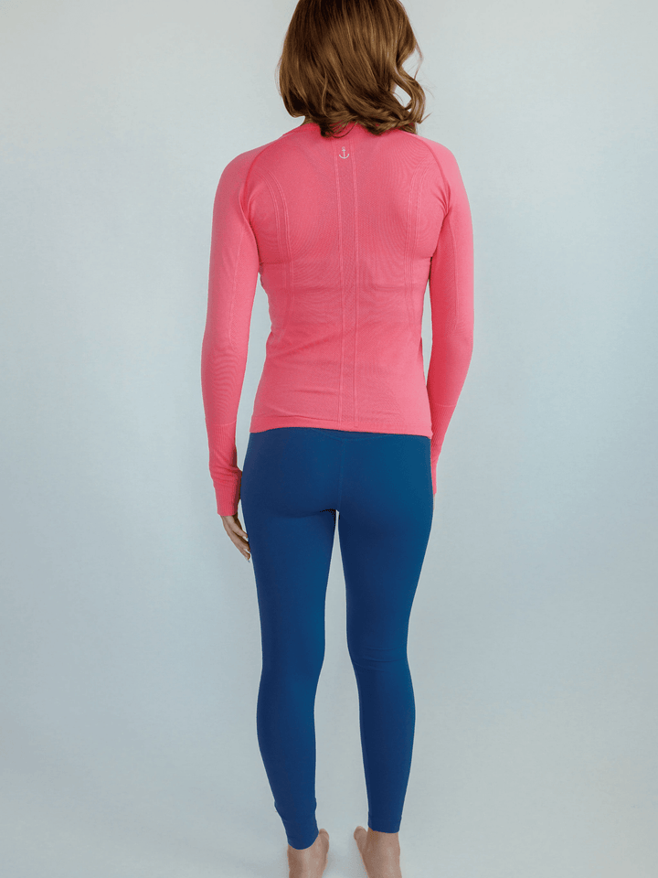 Coral Pink "Naomi" Slim Fit Active Long Sleeve Tee