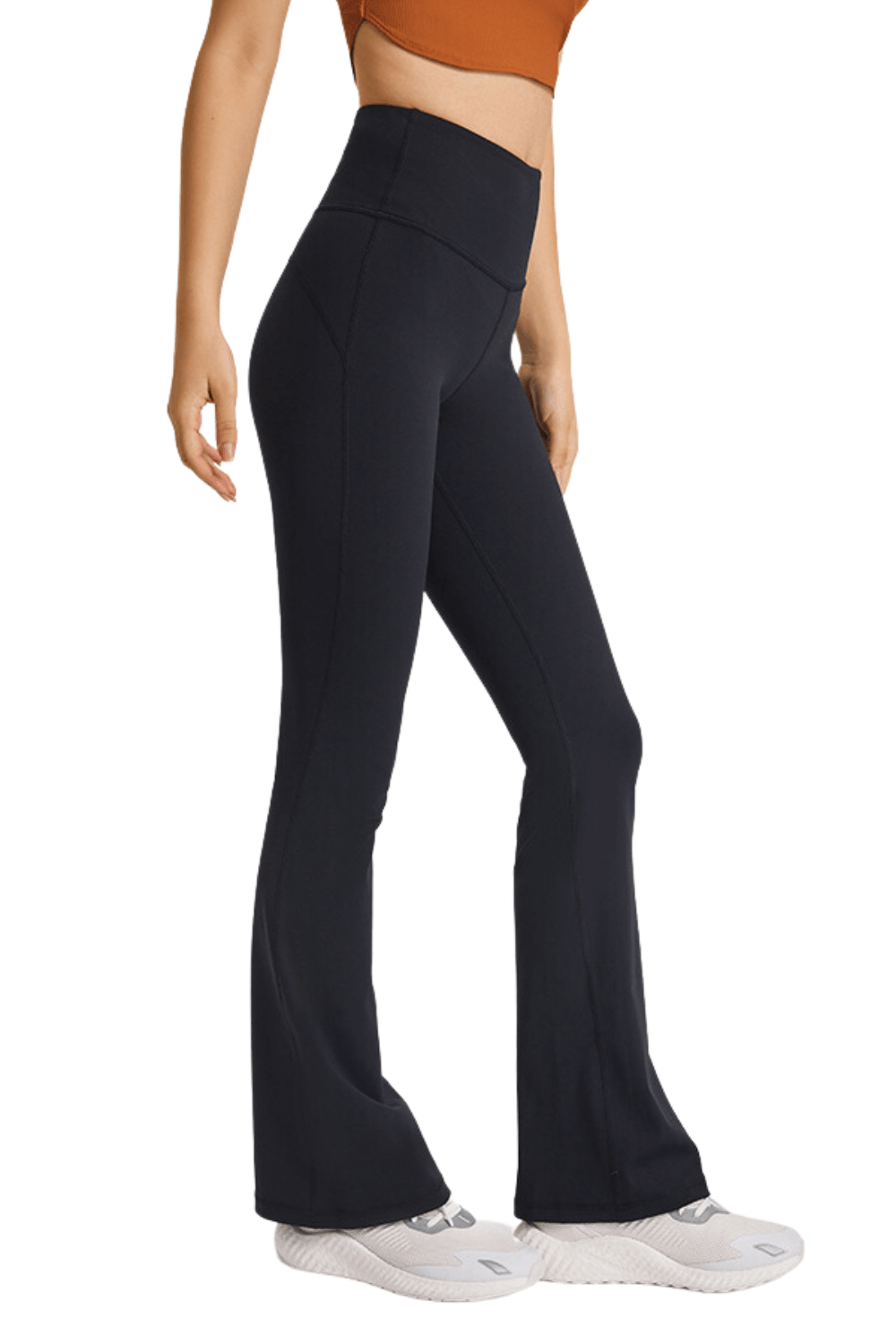 Navalora Fit Super High Rise Flare Leggings Side View on Model