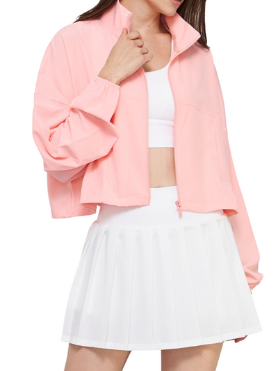 Dewdrop Pink "Stella" Lightweight Adjustable Cropped Full Zip Jacket with Pockets