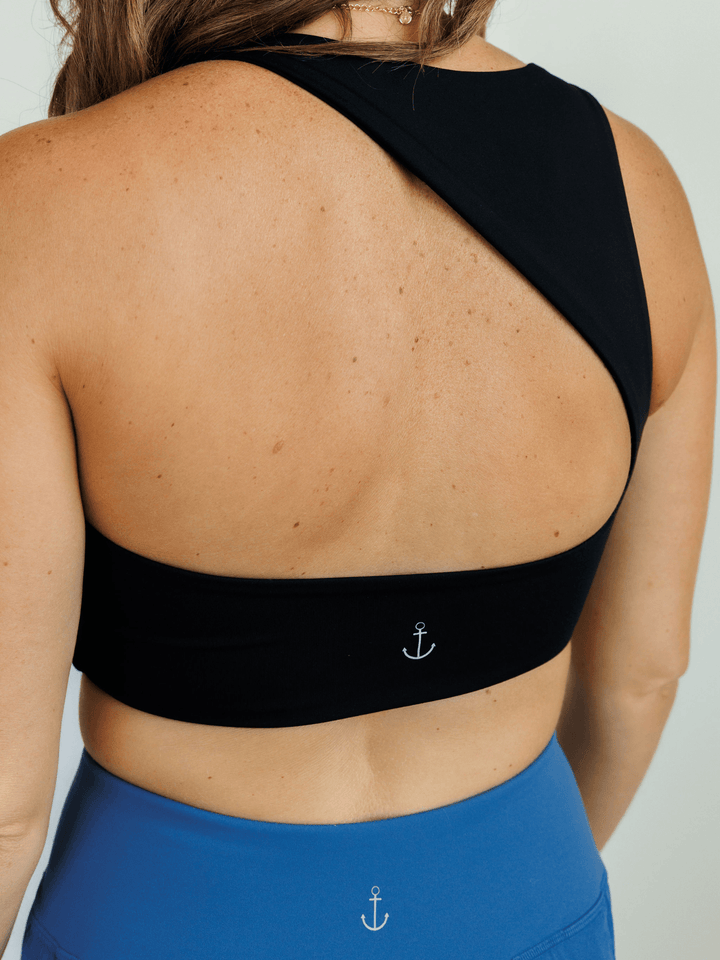 Black "Aliyah" Fierce Open Back Sports Bra