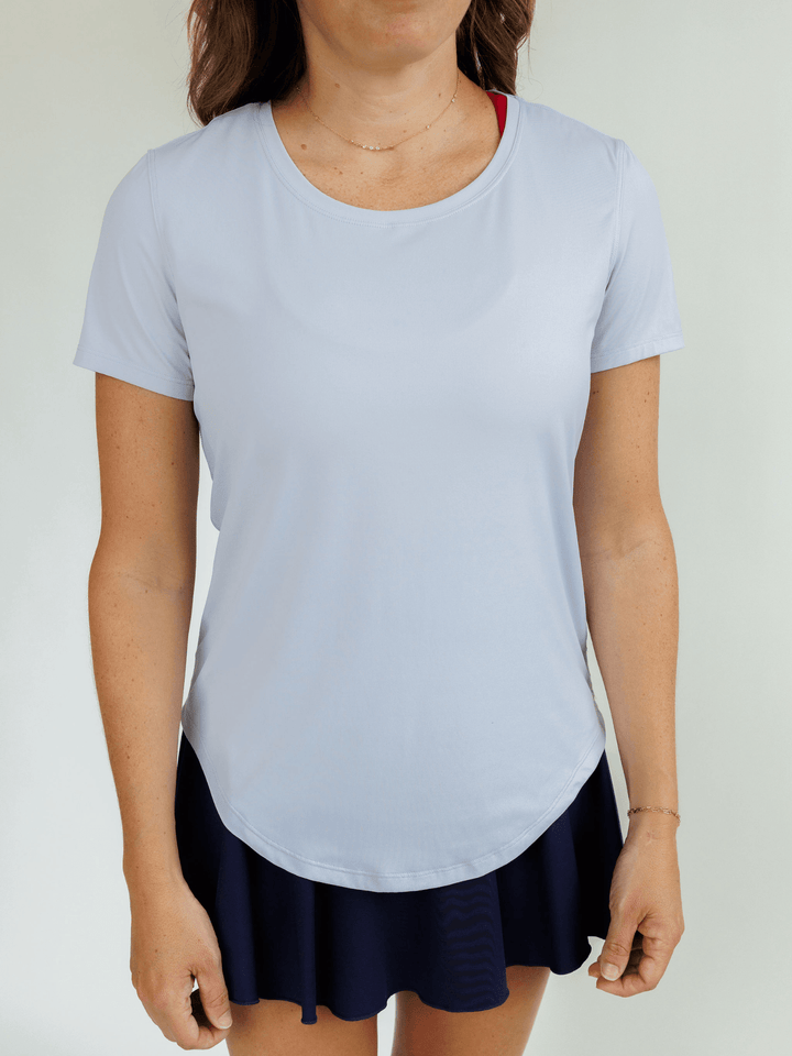 Blue Lavender "Sammie" Luxe Relaxed Fit Short Sleeve Scoop Hem Tee