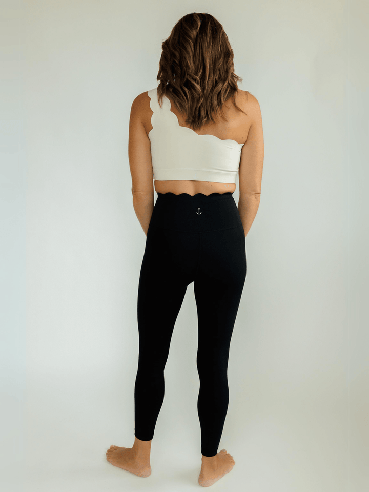 Black "Jasmine" Scallop Super High Rise Leggings