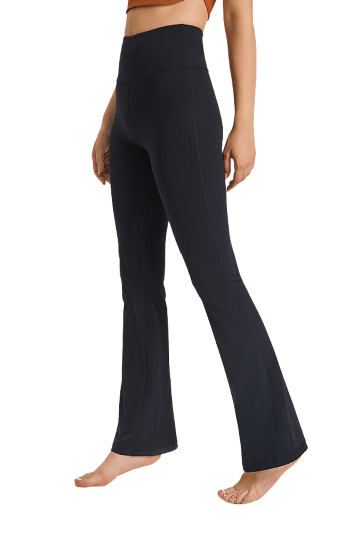 Navalora Fit Super High Rise Flare Leggings Left Side View on Model