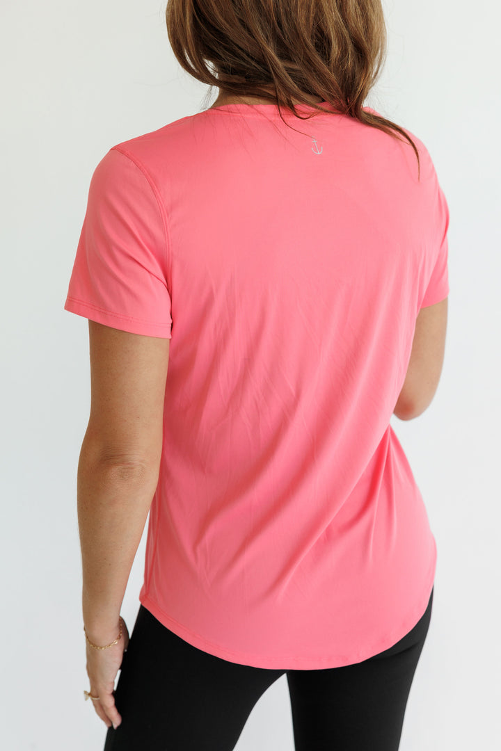 Cherry Blossom "Sammie" Luxe Relaxed Fit Short Sleeve Scoop Hem Tee