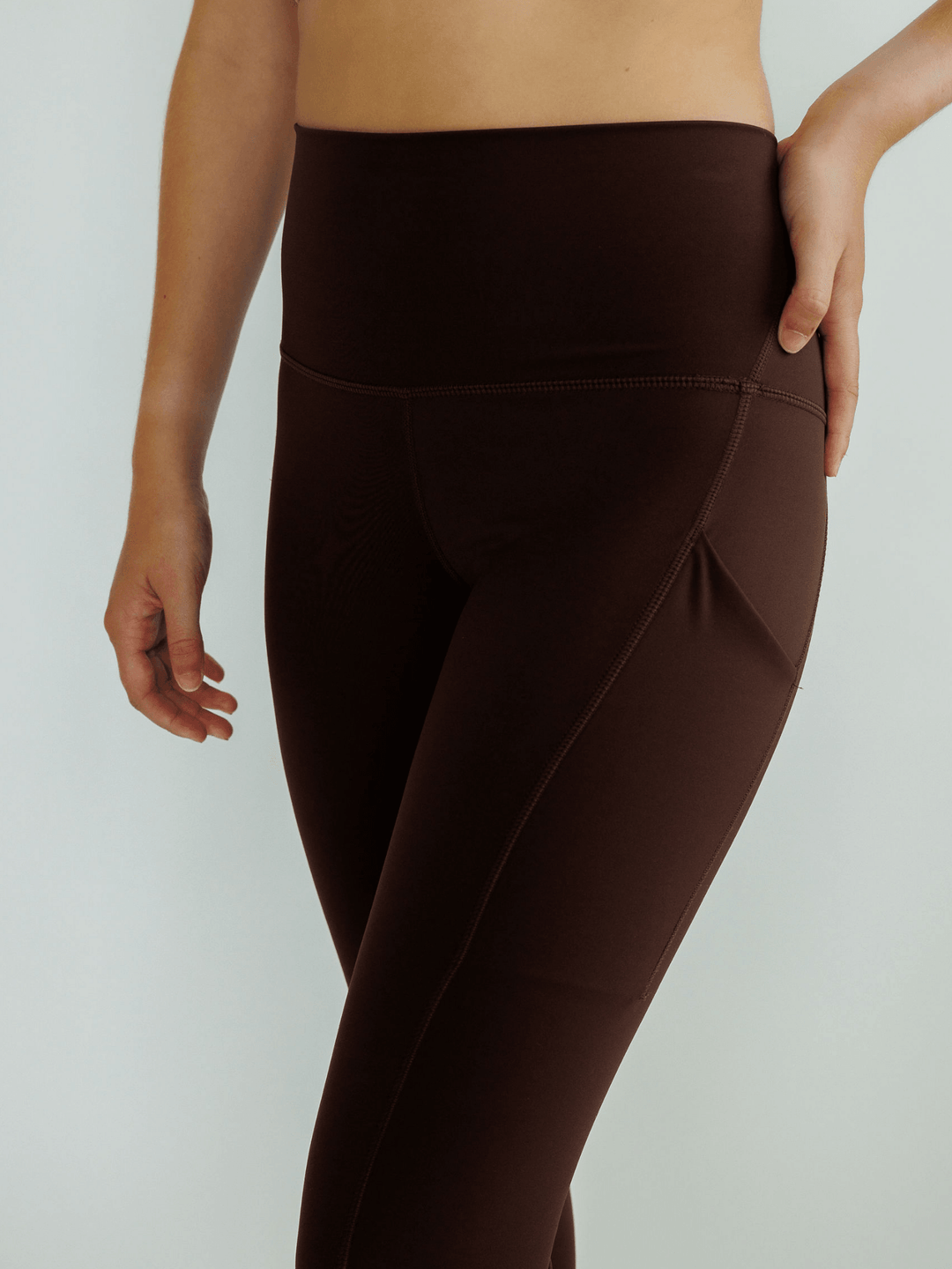 Mocha and Espresso Brown "Cat" High Rise Pocket Leggings