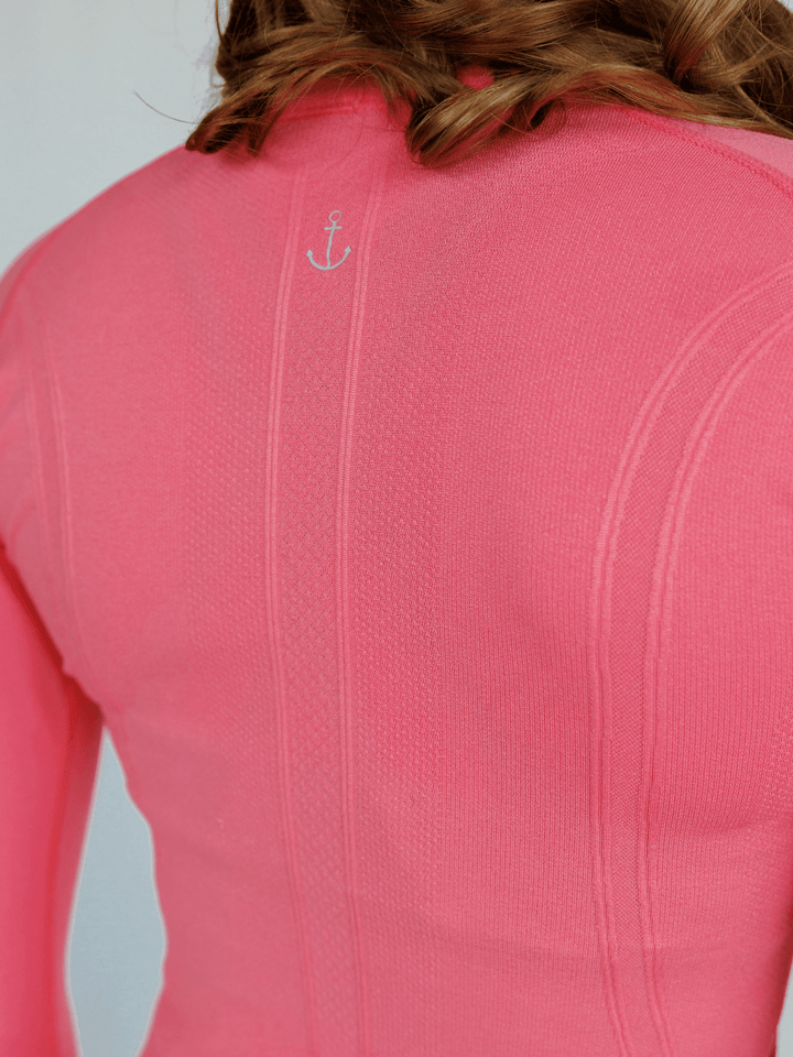 Coral Pink "Naomi" Slim Fit Active Long Sleeve Tee