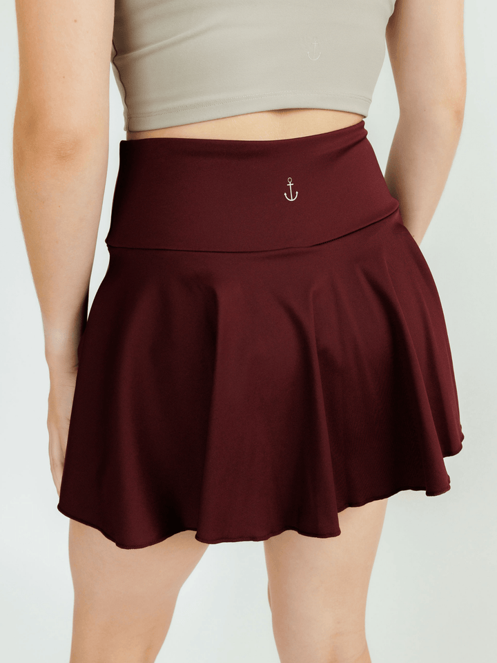 True Maroon "Kenzie" Active Skirt with Shorts Liner