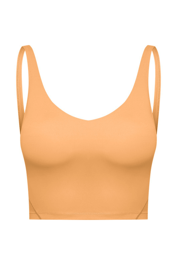 Navalora Fit Arabelle Longline Bra with Removable Pads Align Tank in Tangerine