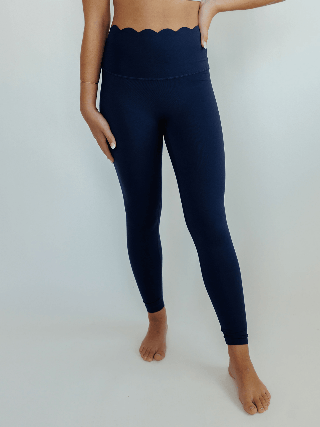 Navy "Jasmine" Scallop Super High Rise Leggings