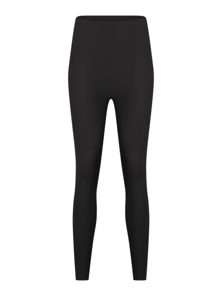 Black Ribbed "Gianna" Soft and Supportive 7/8 Length Pocket Leggings