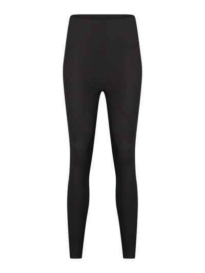 Black Ribbed "Gianna" Soft and Supportive 7/8 Length Pocket Leggings