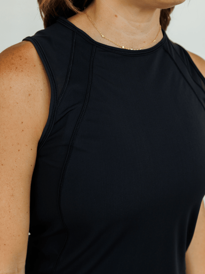 Black "Kinsley" Quick Dry Mesh Tank