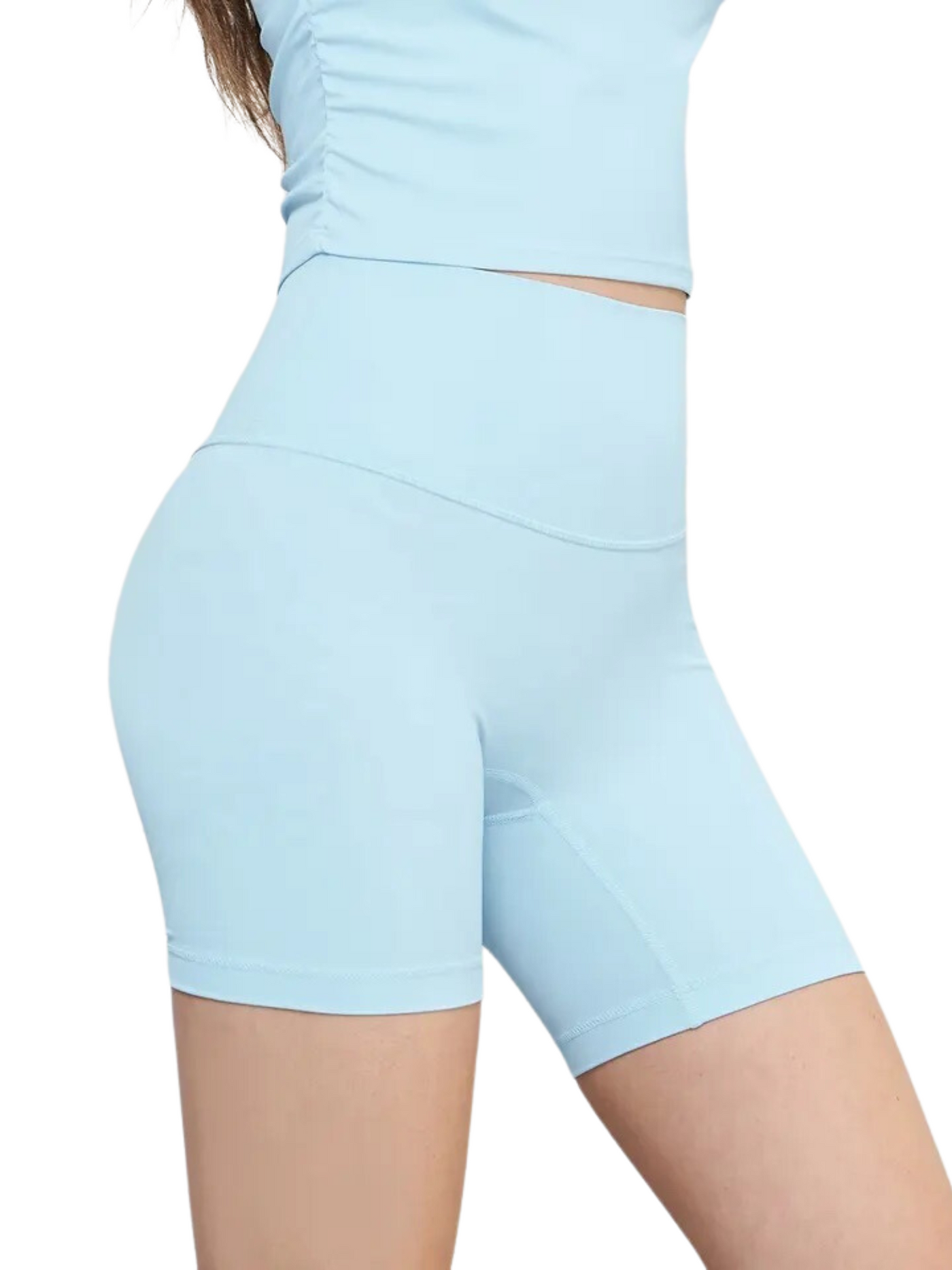 Light Blue "Mia" Comfort High Rise Quick Dry Second Skin Shorts