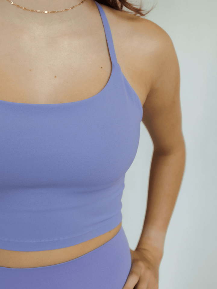 Iris Purple "June" Halter Criss Cross Longline Sports Bra