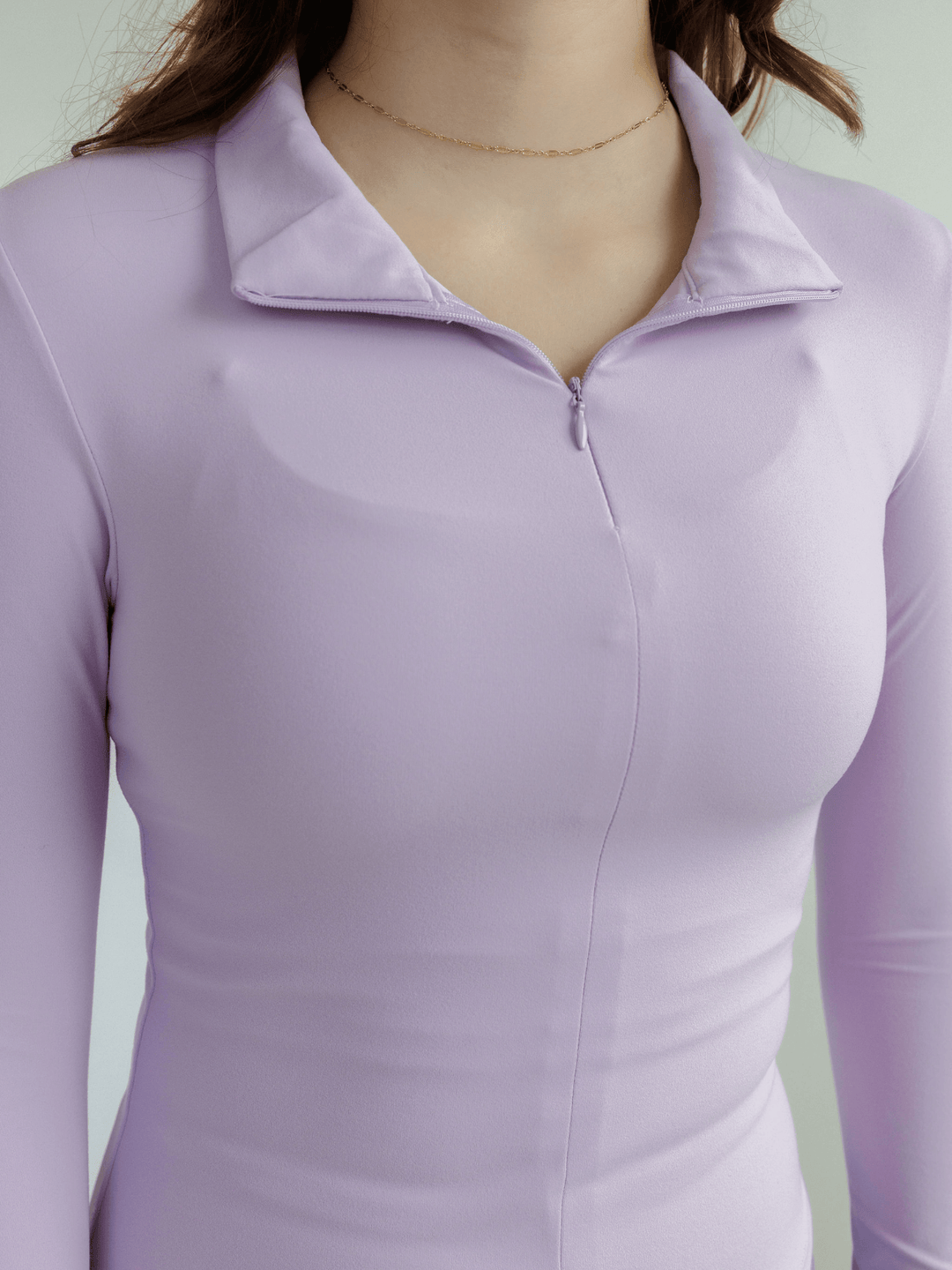 Orchid Purple "Amara" Slim Fit Quarter Zip Long Sleeve Pullover