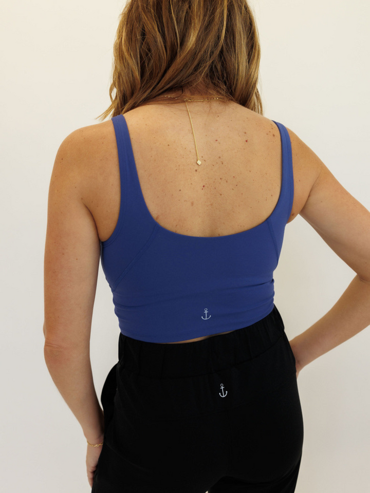 Azure Blue "Arabelle" Longline Luxe Sports Bra