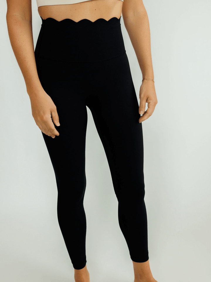 Black "Jasmine" Scallop Super High Rise Leggings