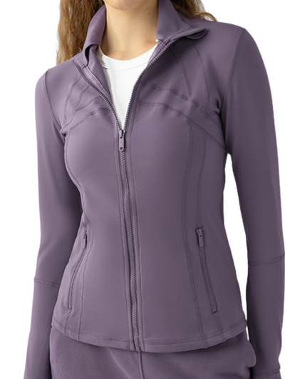 Navalora Fit Full Zip Active Jacket Define Jacket Dupe in Lavender Front View