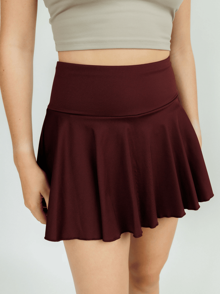 True Maroon "Kenzie" Active Skirt with Shorts Liner