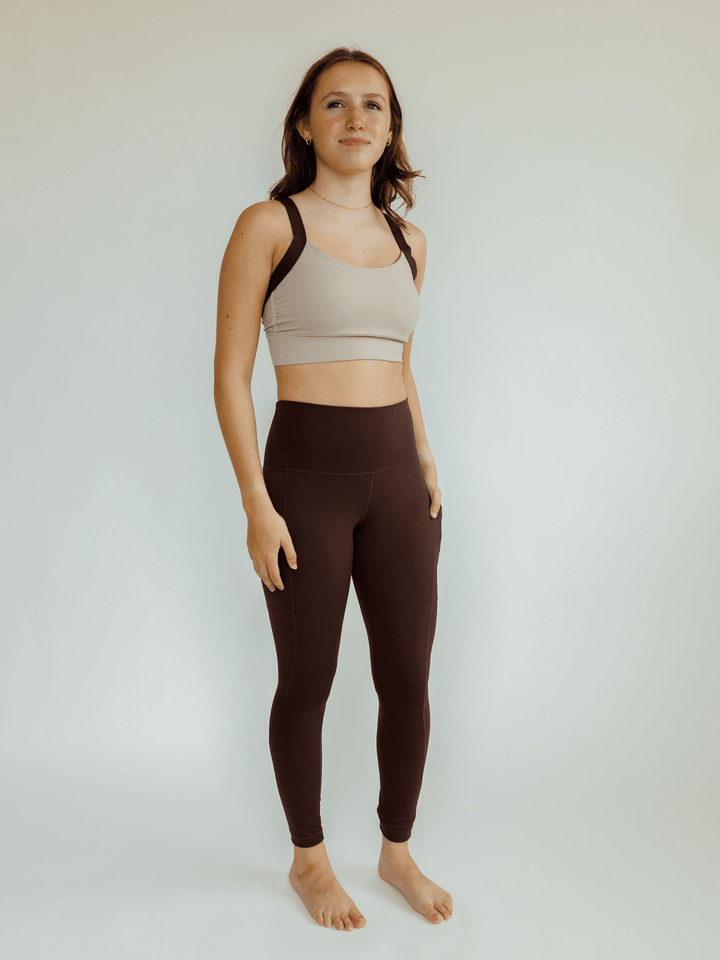 Mocha and Espresso Brown "Cat" High Rise Pocket Leggings