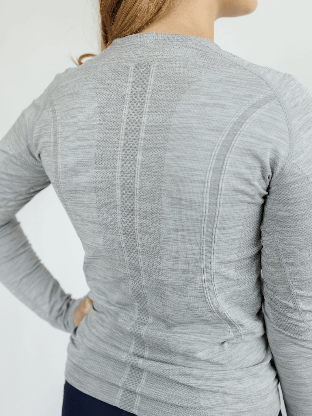 Heathered Gray "Naomi" Slim Fit Active Long Sleeve Tee