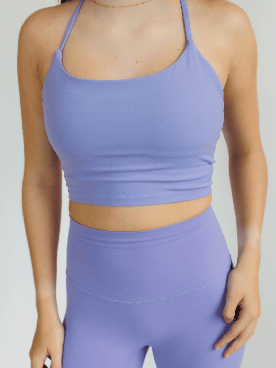 Iris Purple "June" Halter Criss Cross Longline Sports Bra