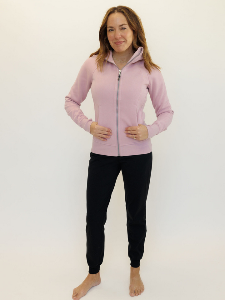 Mauve Pink "Rachel" Fleece Lined Full Zip Hoodie